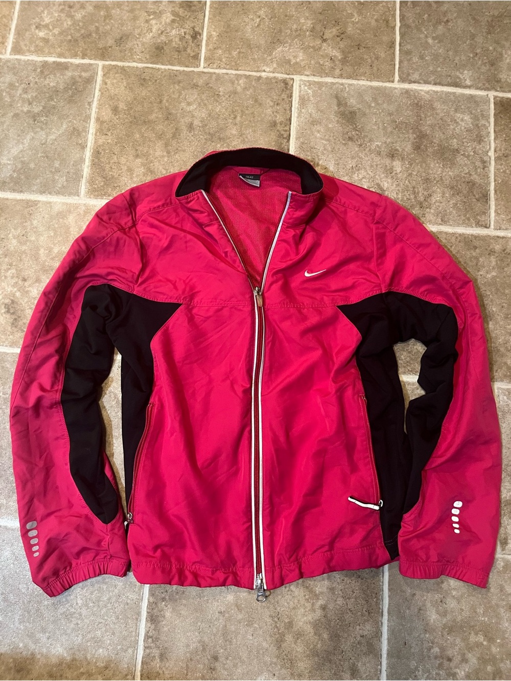 Nike Dri-Fit Pink Black Running Jacket Size Small Y2K 2000s Windbreaker